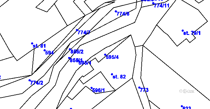 Parcela st. 595/4 v KÚ Jivany, Katastrální mapa