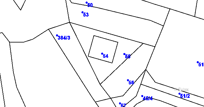 Parcela st. 54 v KÚ Jivina u Hořovic, Katastrální mapa