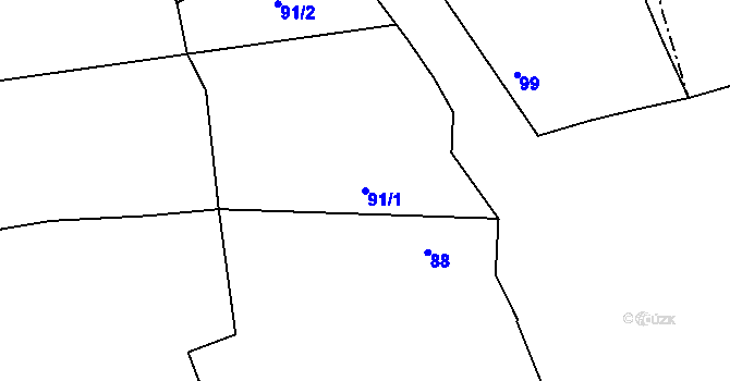 Parcela st. 91/1 v KÚ Jivina u Hořovic, Katastrální mapa