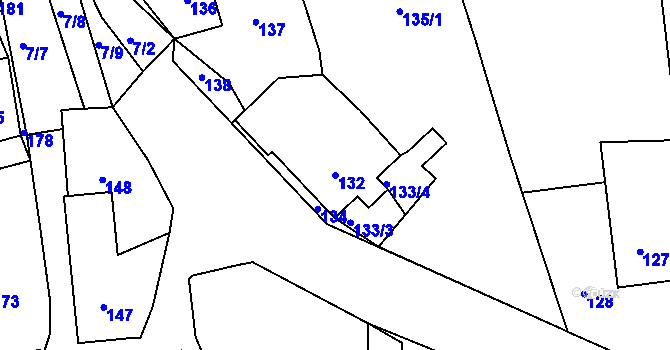 Parcela st. 132 v KÚ Jivina u Hořovic, Katastrální mapa