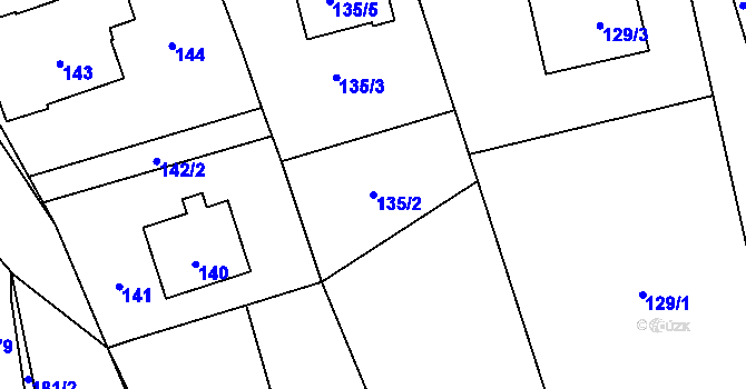 Parcela st. 135/2 v KÚ Jivina u Hořovic, Katastrální mapa