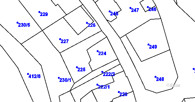 Parcela st. 224 v KÚ Jivina u Hořovic, Katastrální mapa
