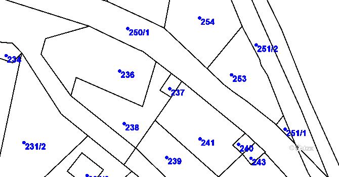 Parcela st. 237 v KÚ Jivina u Hořovic, Katastrální mapa