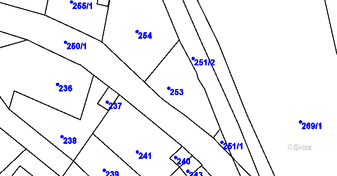 Parcela st. 253 v KÚ Jivina u Hořovic, Katastrální mapa