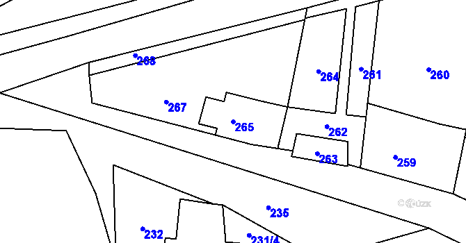 Parcela st. 265 v KÚ Jivina u Hořovic, Katastrální mapa