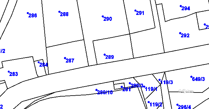 Parcela st. 289 v KÚ Jivina u Hořovic, Katastrální mapa