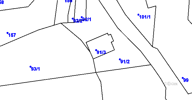 Parcela st. 91/3 v KÚ Jivina u Hořovic, Katastrální mapa