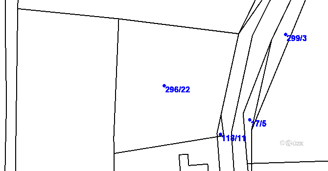 Parcela st. 296/22 v KÚ Jivina u Hořovic, Katastrální mapa