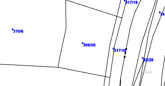 Parcela st. 309/56 v KÚ Jivina u Hořovic, Katastrální mapa
