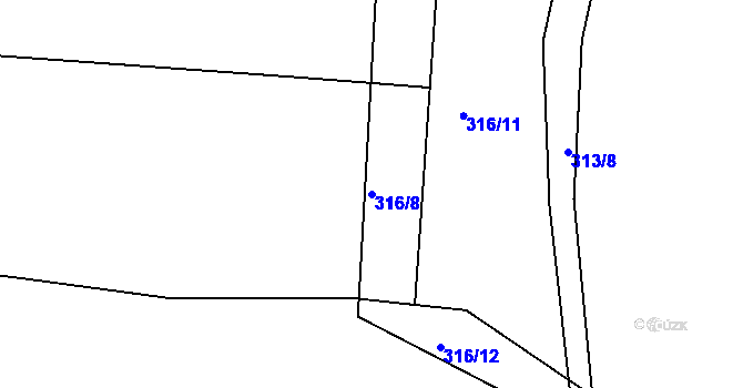 Parcela st. 316/8 v KÚ Jivina u Hořovic, Katastrální mapa