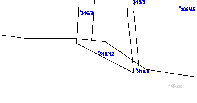 Parcela st. 316/12 v KÚ Jivina u Hořovic, Katastrální mapa