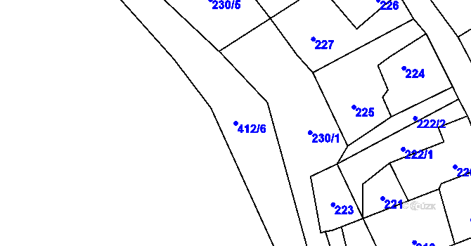 Parcela st. 412/6 v KÚ Jivina u Hořovic, Katastrální mapa