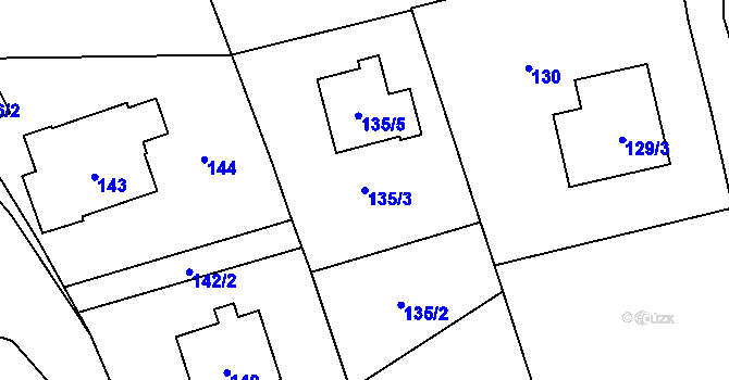 Parcela st. 135/3 v KÚ Jivina u Hořovic, Katastrální mapa