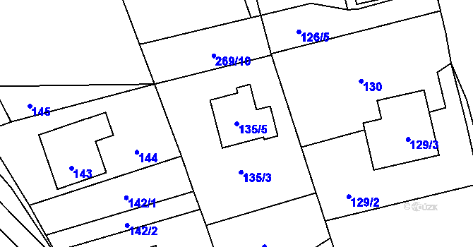 Parcela st. 135/5 v KÚ Jivina u Hořovic, Katastrální mapa