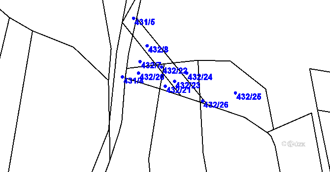 Parcela st. 432/21 v KÚ Jivina u Hořovic, Katastrální mapa