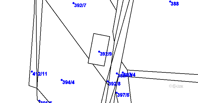 Parcela st. 392/9 v KÚ Jivina u Hořovic, Katastrální mapa