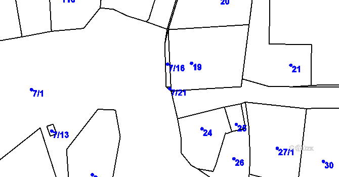 Parcela st. 7/21 v KÚ Jivina u Hořovic, Katastrální mapa