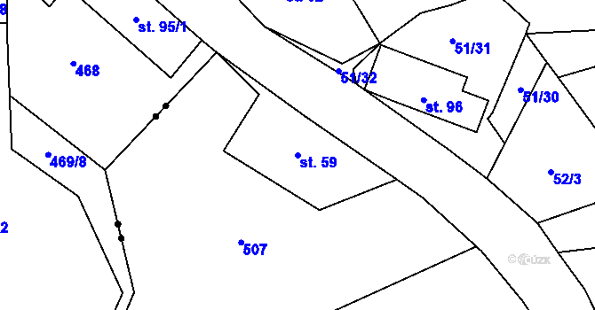Parcela st. 59 v KÚ Borovice, Katastrální mapa