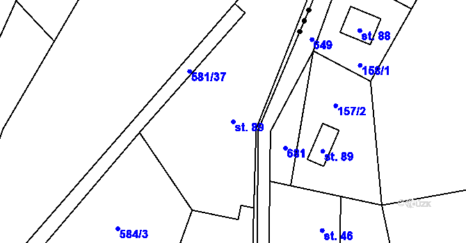 Parcela st. 89 v KÚ Borovice, Katastrální mapa