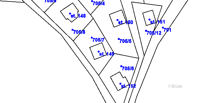Parcela st. 149 v KÚ Borovice, Katastrální mapa