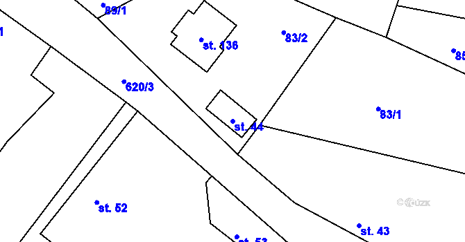 Parcela st. 44 v KÚ Jivina, Katastrální mapa