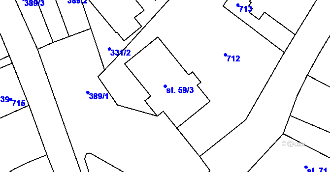Parcela st. 59/3 v KÚ Jivina, Katastrální mapa