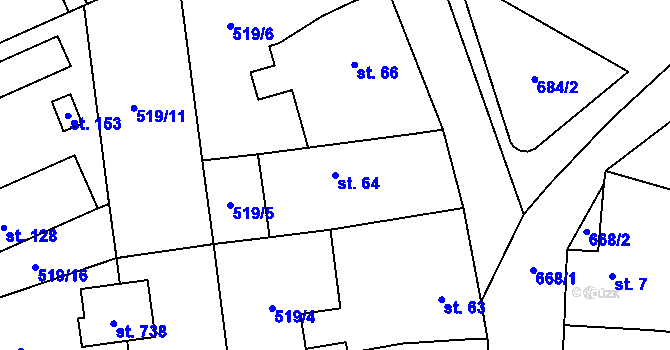 Parcela st. 64 v KÚ Jivina, Katastrální mapa