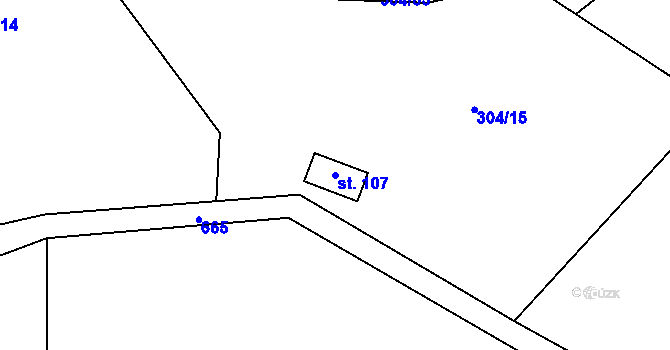 Parcela st. 107 v KÚ Jivina, Katastrální mapa