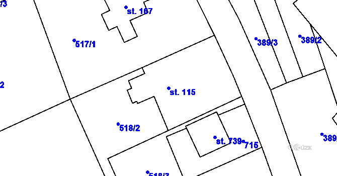Parcela st. 115 v KÚ Jivina, Katastrální mapa
