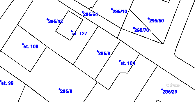 Parcela st. 295/9 v KÚ Jivina, Katastrální mapa