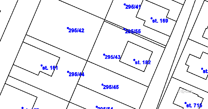 Parcela st. 295/43 v KÚ Jivina, Katastrální mapa