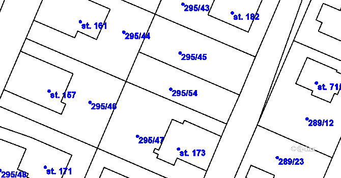 Parcela st. 295/54 v KÚ Jivina, Katastrální mapa