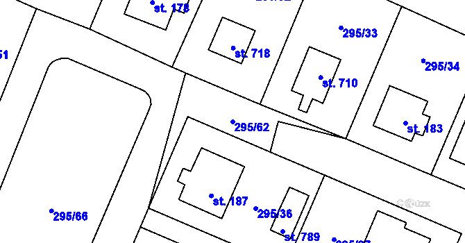 Parcela st. 295/62 v KÚ Jivina, Katastrální mapa