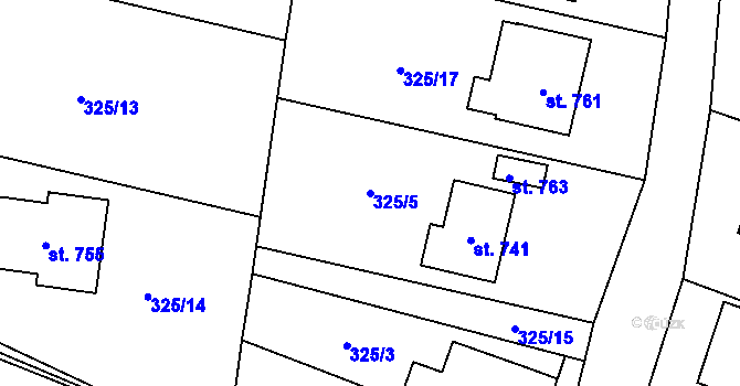 Parcela st. 325/5 v KÚ Jivina, Katastrální mapa