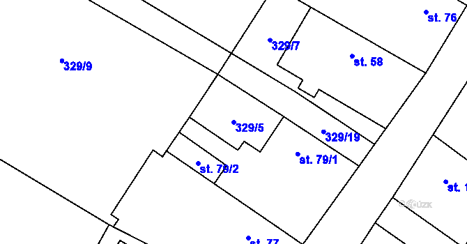 Parcela st. 329/5 v KÚ Jivina, Katastrální mapa