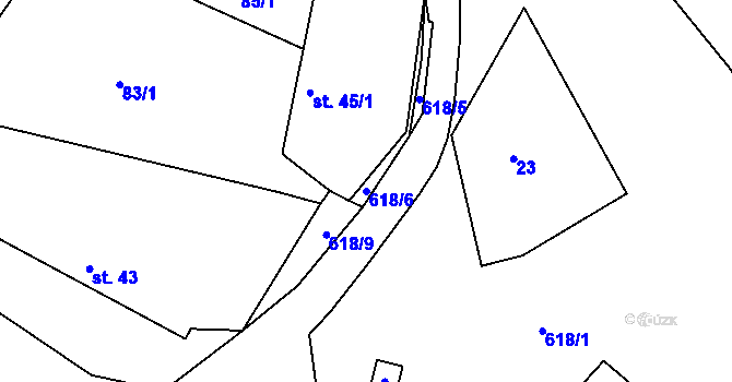 Parcela st. 618/6 v KÚ Jivina, Katastrální mapa