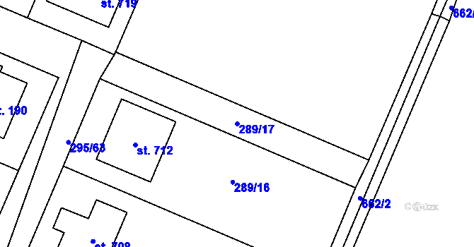 Parcela st. 289/17 v KÚ Jivina, Katastrální mapa
