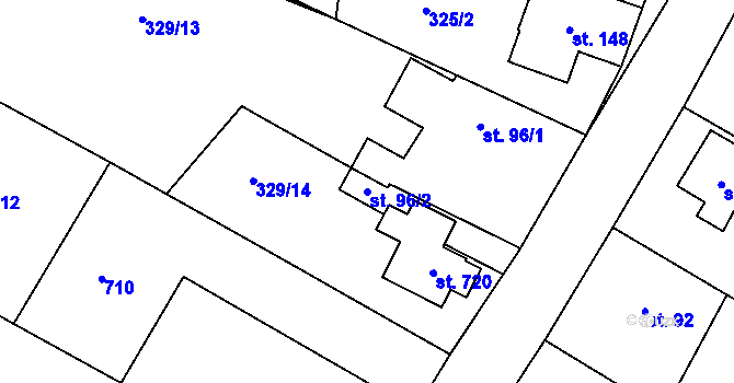 Parcela st. 96/2 v KÚ Jivina, Katastrální mapa