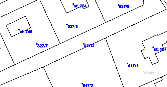 Parcela st. 527/3 v KÚ Jivina, Katastrální mapa