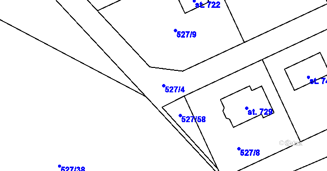 Parcela st. 527/4 v KÚ Jivina, Katastrální mapa