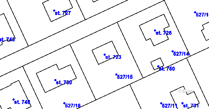 Parcela st. 723 v KÚ Jivina, Katastrální mapa