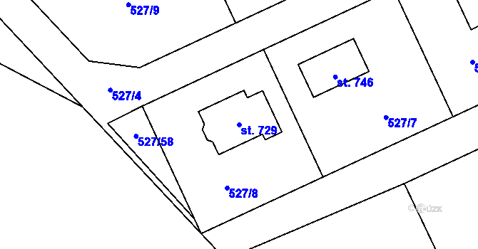 Parcela st. 729 v KÚ Jivina, Katastrální mapa