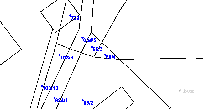 Parcela st. 66/4 v KÚ Jivina, Katastrální mapa