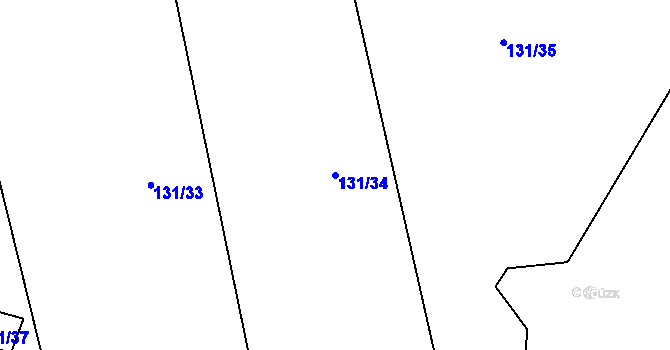 Parcela st. 131/34 v KÚ Jivina, Katastrální mapa