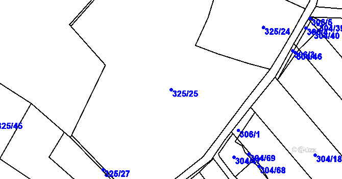 Parcela st. 325/25 v KÚ Jivina, Katastrální mapa