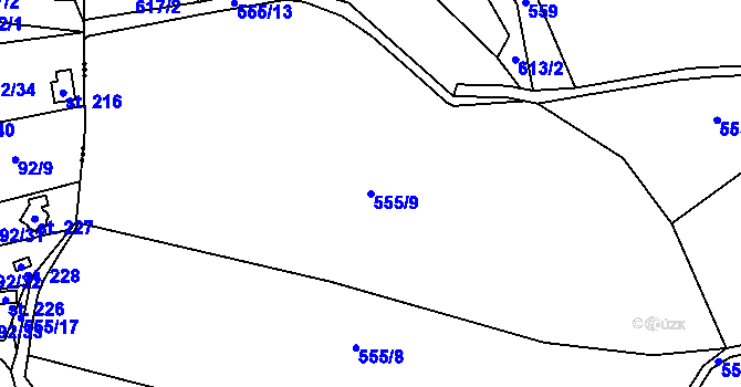 Parcela st. 555/9 v KÚ Jivina, Katastrální mapa