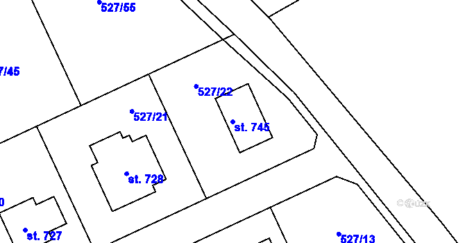 Parcela st. 745 v KÚ Jivina, Katastrální mapa