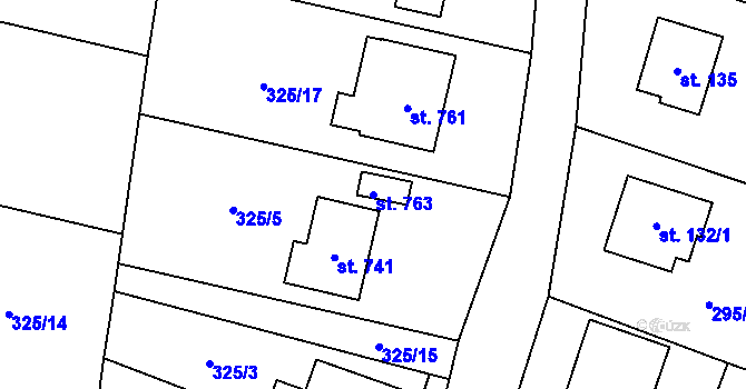 Parcela st. 763 v KÚ Jivina, Katastrální mapa