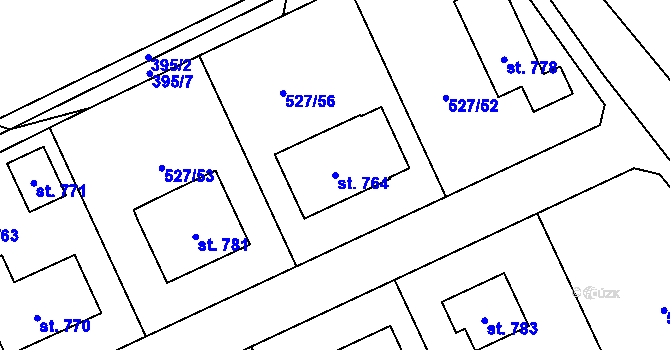 Parcela st. 764 v KÚ Jivina, Katastrální mapa