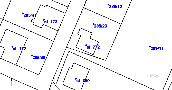 Parcela st. 772 v KÚ Jivina, Katastrální mapa
